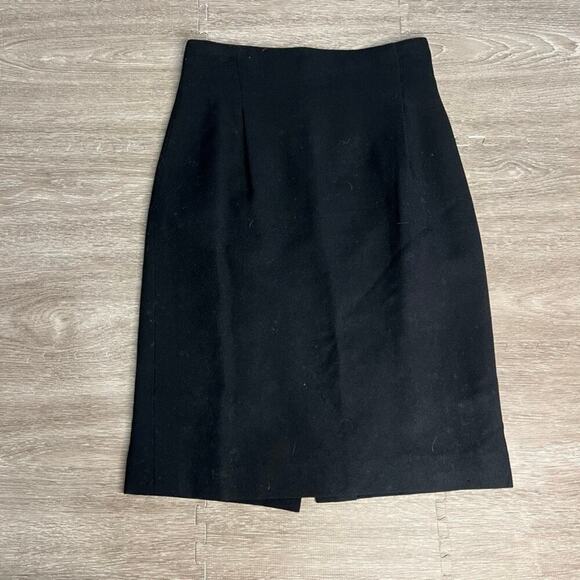 Ellen‎ Tracy Vintage Black Wool Midi Pencil Skirt Size 6 Women's - Picture 1 of 4